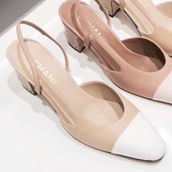 chanel slingback cap toe